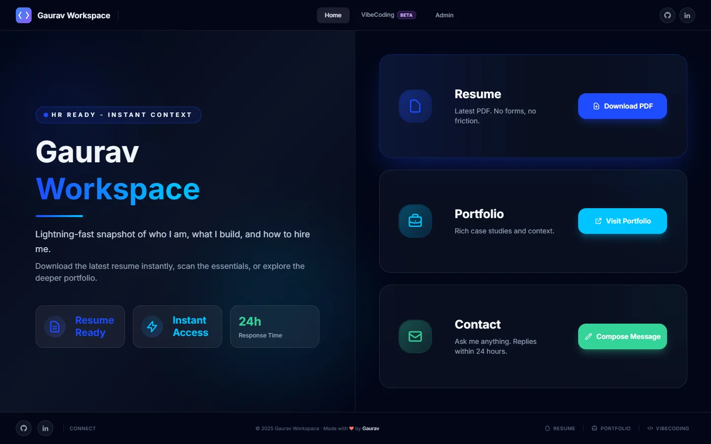 Gaurav Workspace — Recruiter Context & Launchpad preview screenshot 1