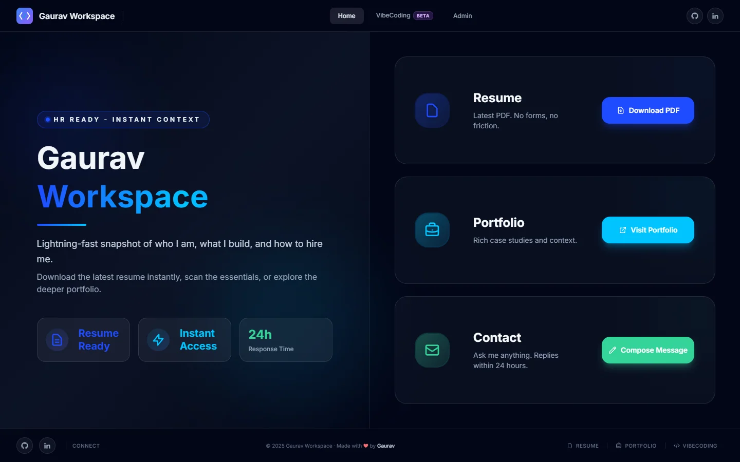 Gaurav Workspace — Recruiter Context & Launchpad preview screenshot 2
