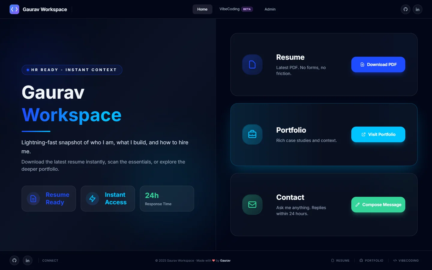 Gaurav Workspace — Recruiter Context & Launchpad preview screenshot 3