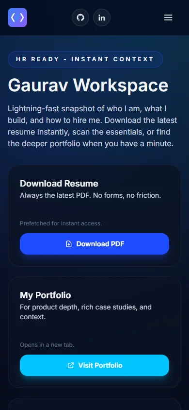 Gaurav Workspace — Recruiter Context & Launchpad preview screenshot 4