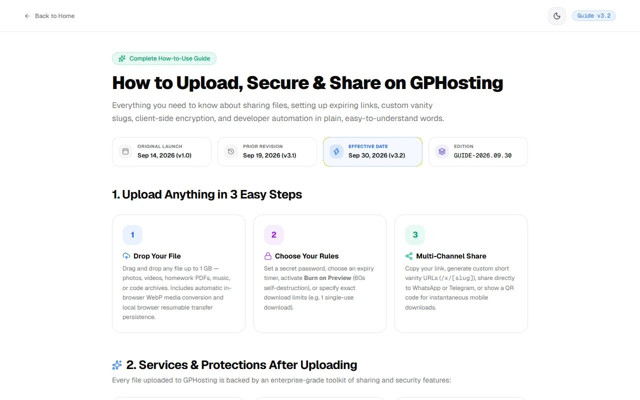 GPHost — Smart Ephemeral File Transit & Direct Cloud Sharing preview screenshot 5