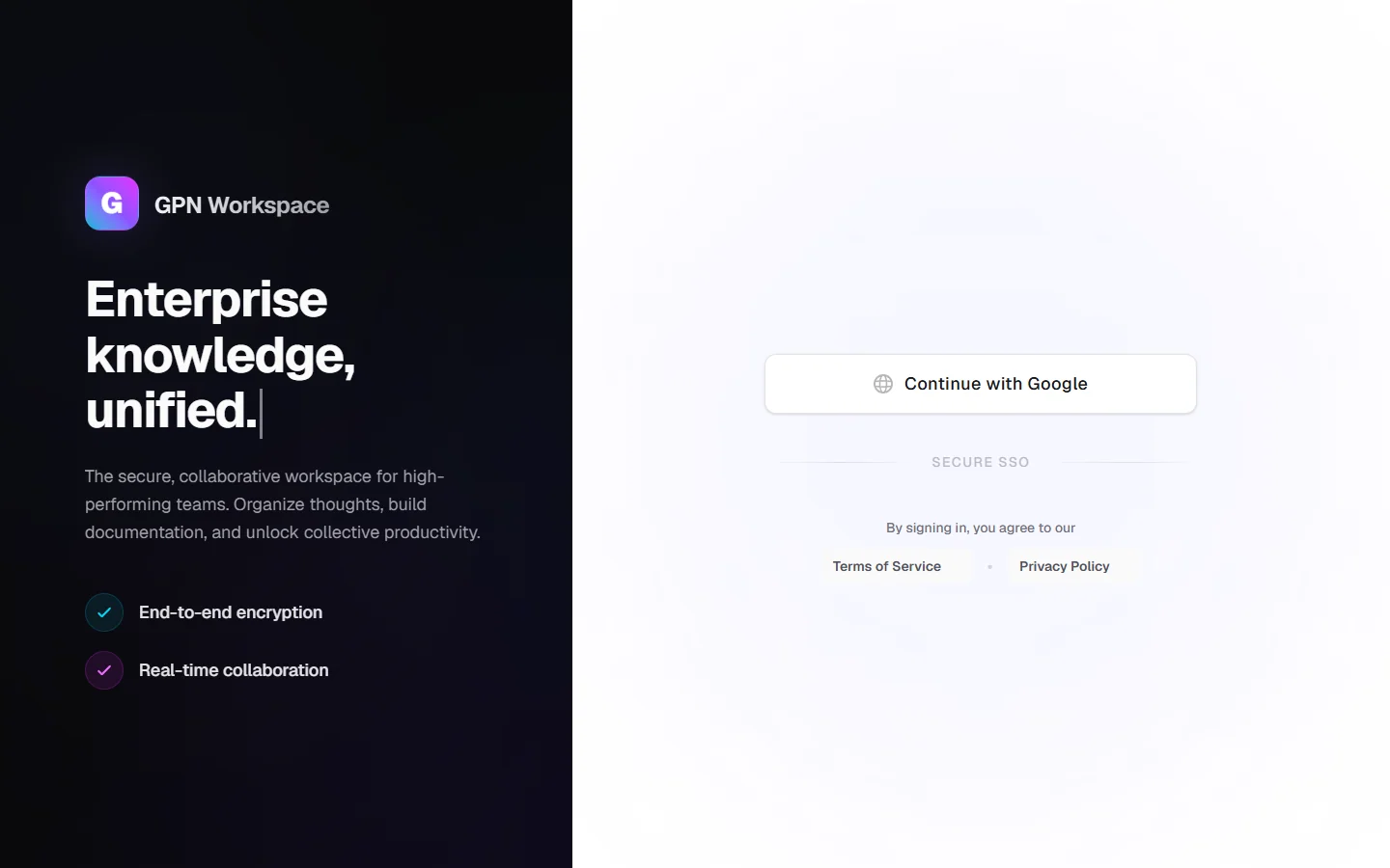 GPNotes — Real-Time Encrypted Knowledge Workspace preview screenshot 1