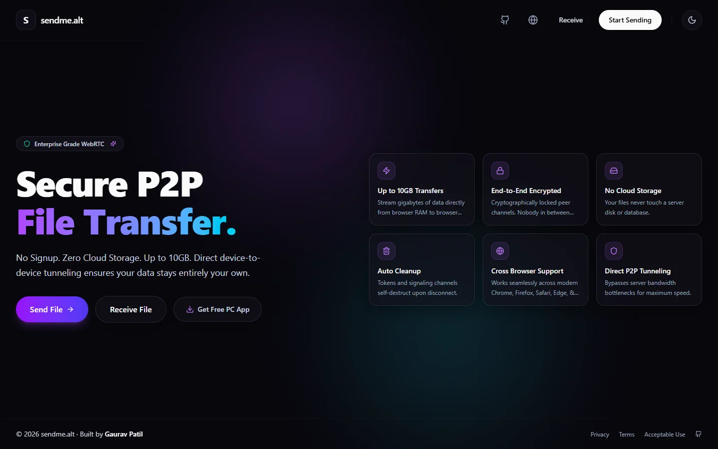 Send2Me — Secure P2P File Transfer & Native Desktop Client preview screenshot 2